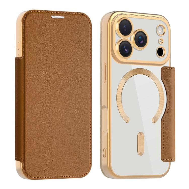 For iPhone 17 Pro Shield MagSafe RFID Anti-theft Leather Phone Case(Brown) - Immagine 1