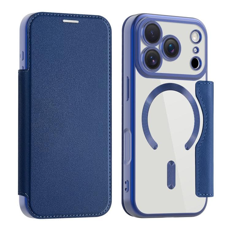 For iPhone 17 Pro Shield MagSafe RFID Anti-theft Leather Phone Case(Dark Blue) - Immagine 1
