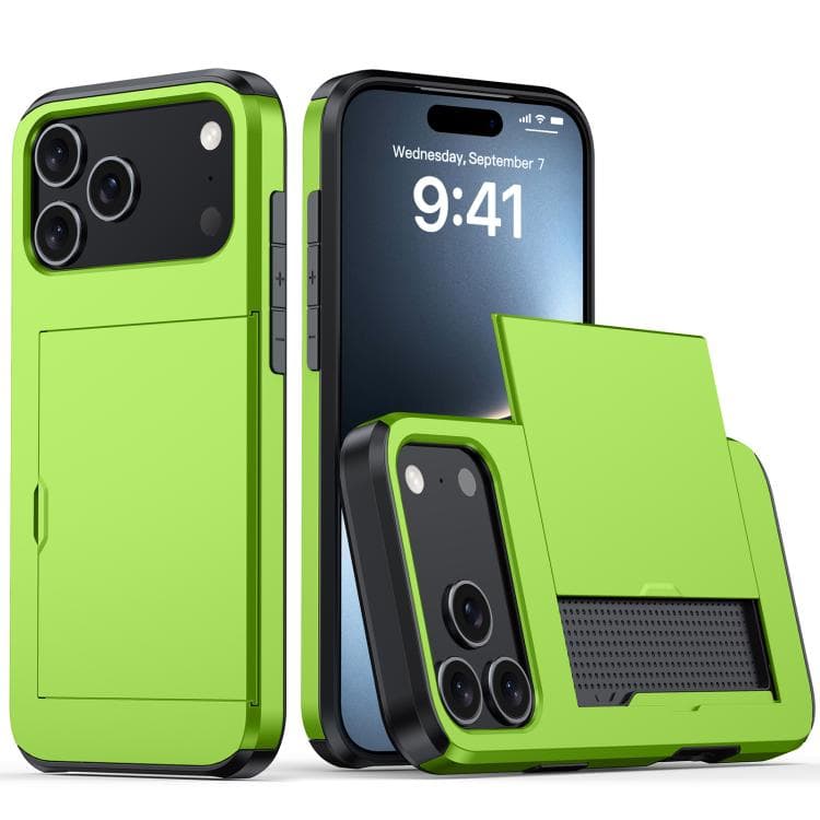 For iPhone 17 Pro Shockproof Armor Phone Case with Card Slot(Green) - Immagine 1