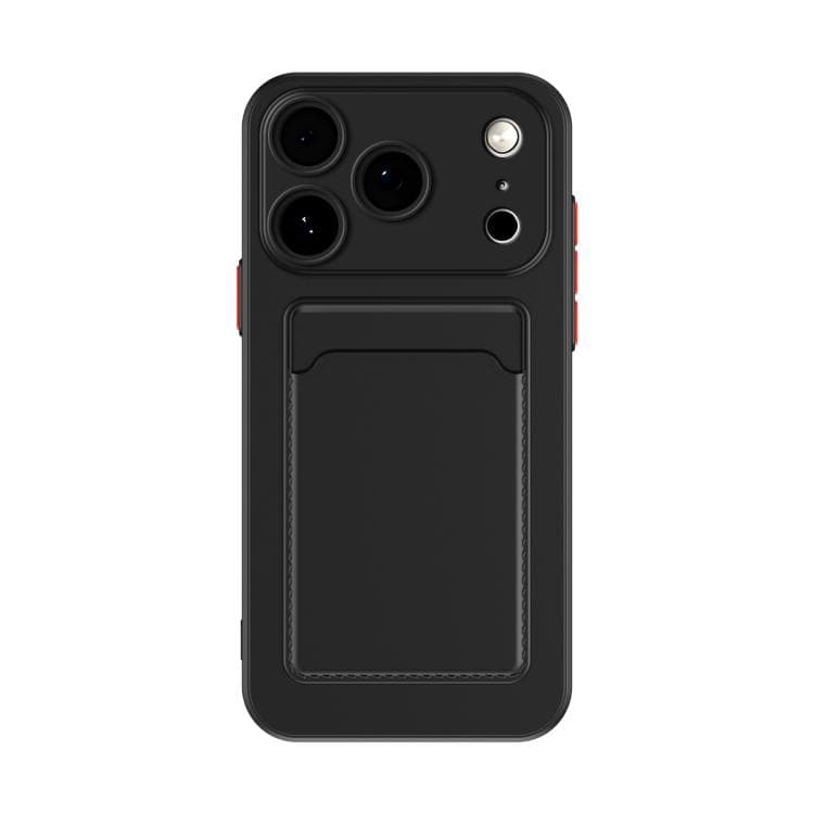 For iPhone 17 Pro Skin Feel Card Contrast Color Button TPU Phone Case(Black) - Immagine 1