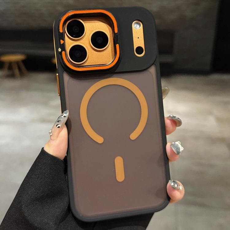 For iPhone 17 Pro Skin Feel Frosted Metal Lens Holder MagSafe Magnetic Phone Case(Orange) - Immagine 1