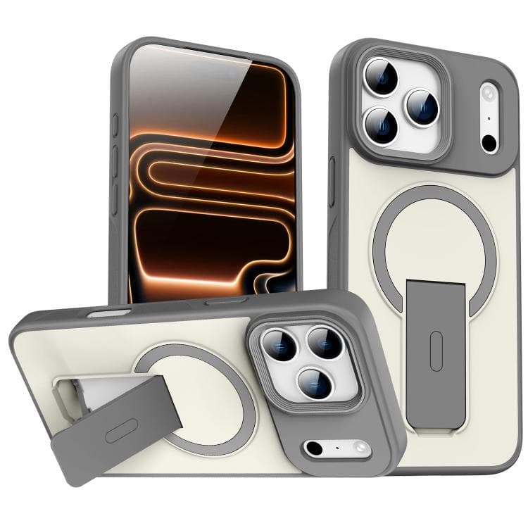 Per iPhone 17 Pro Custodia in Pelle Morbida Invisibile con Supporto MagSafe (Grigio Titanio) - Immagine 1