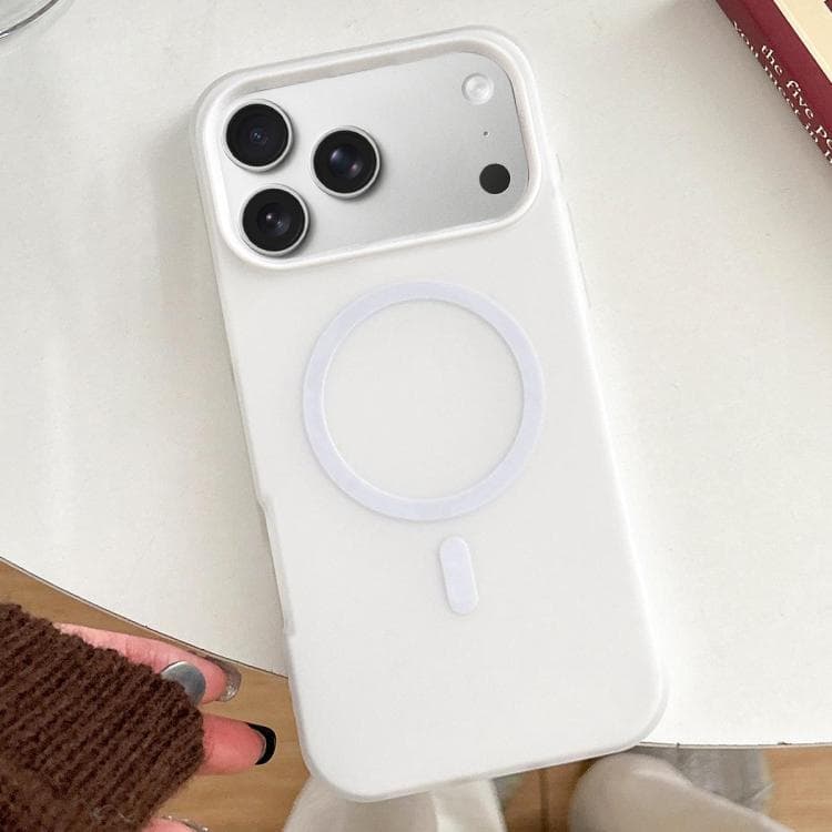 For iPhone 17 Pro Skin Feel MagSafe Magnetic PC Hybrid TPU Phone Case(White) - Immagine 1