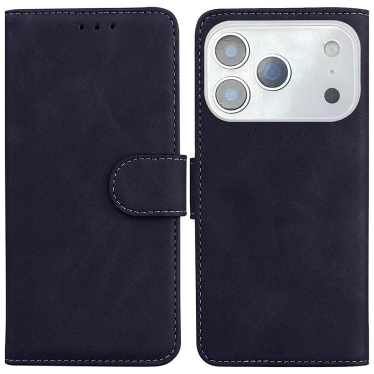Per iPhone 17 Pro Custodia in Pelle Flip Colore Puro con Sensazione Morbida (Nero) - Immagine 1