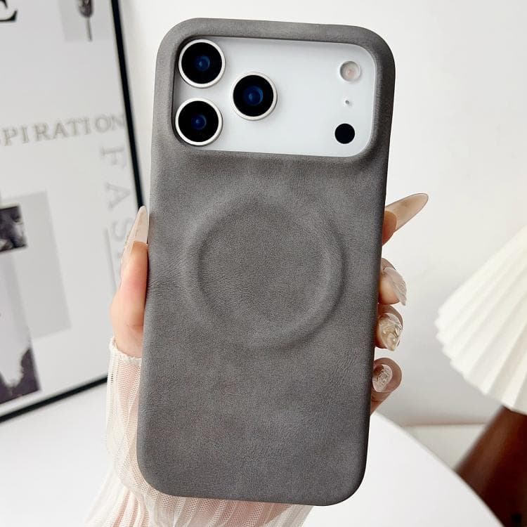 For iPhone 17 Pro Skin Feel Sheepskin MagSafe Magnetic Phone Case(Grey) - Immagine 1