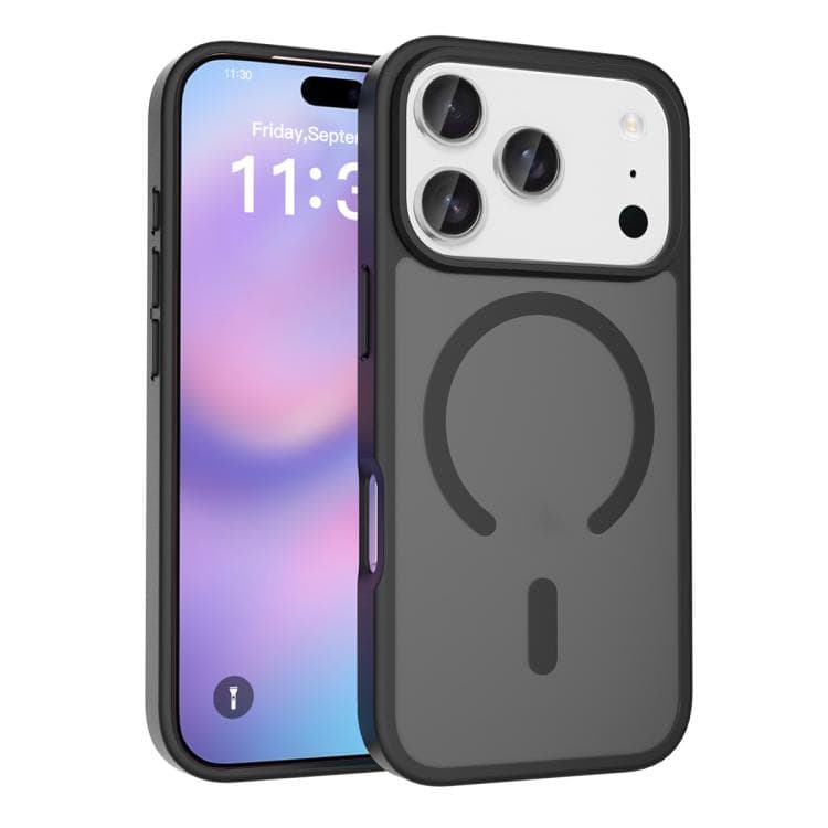 For iPhone 17 Pro Skin Feel TPU Hybrid PC MagSafe Phone Case(Black) - Immagine 1
