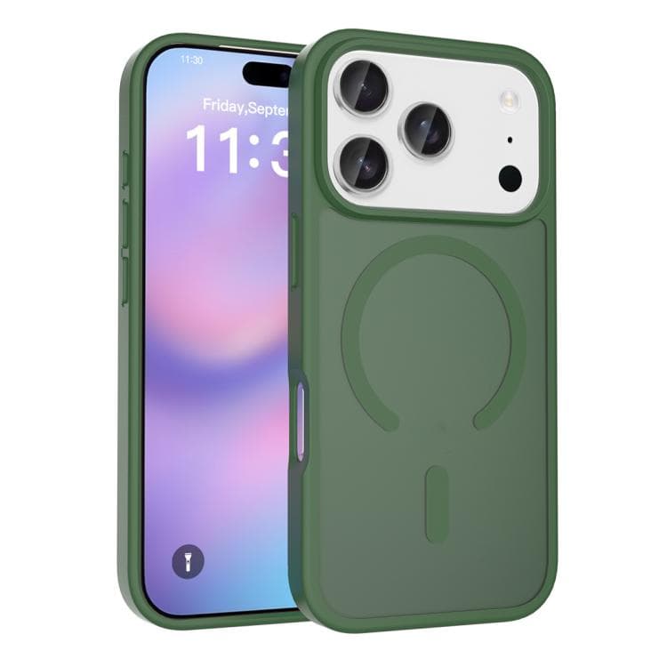 For iPhone 17 Pro Skin Feel TPU Hybrid PC MagSafe Phone Case(Dark Green) - Immagine 1