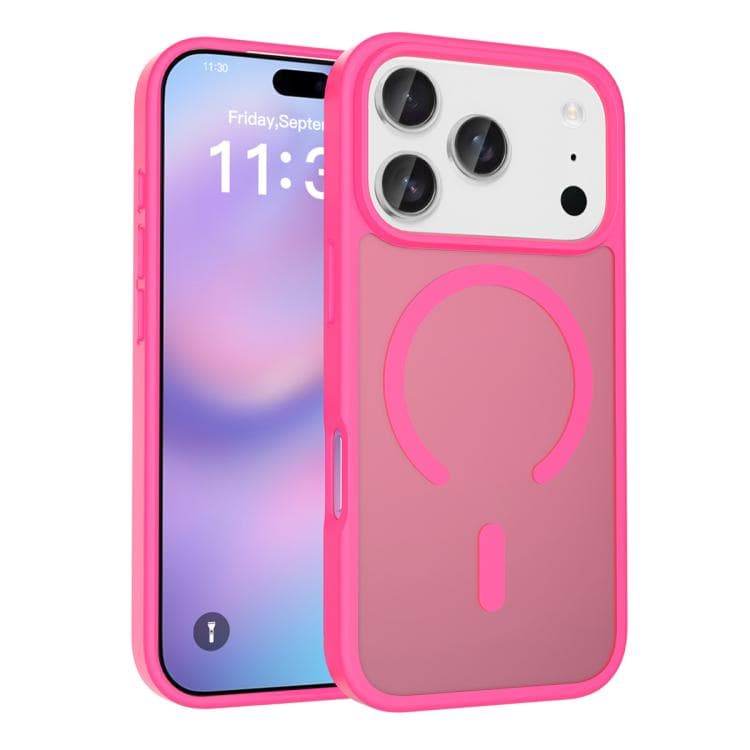 For iPhone 17 Pro Skin Feel TPU Hybrid PC MagSafe Phone Case(Rose Red) - Immagine 1