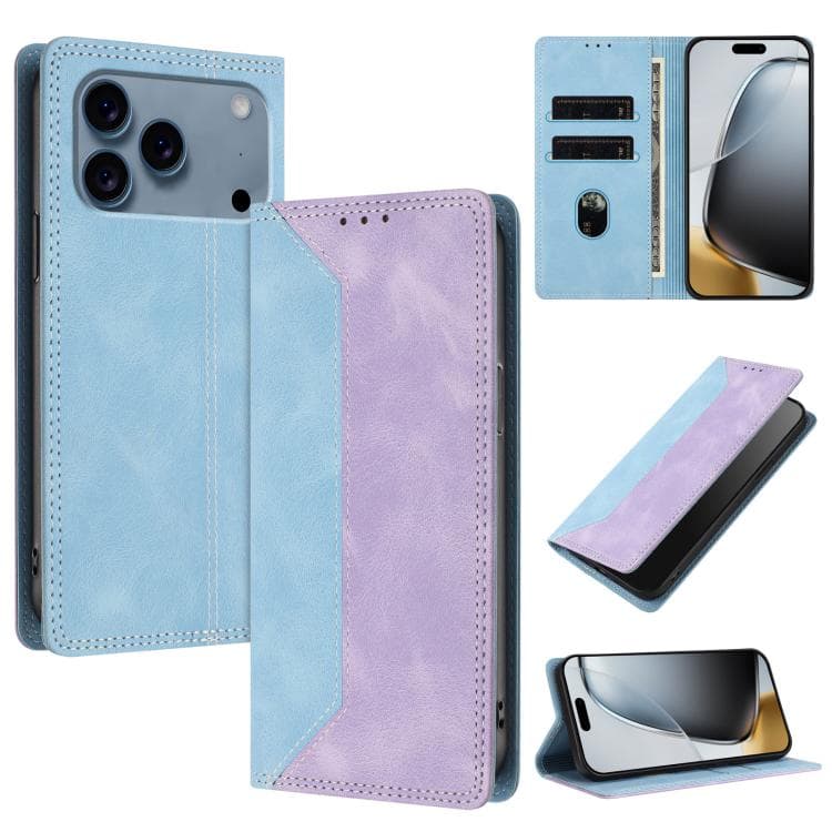 For iPhone 17 Pro Skin Feel Two-tone RFID Blocking Vegan Leather Phone Case(Purple) - Immagine 1