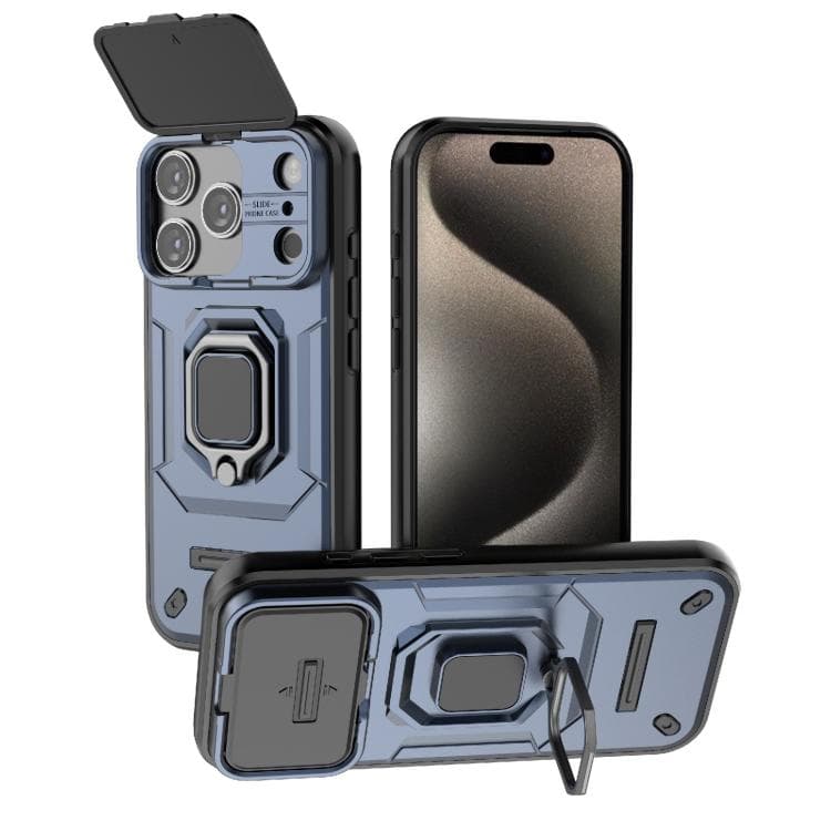 Per iPhone 17 Pro Custodia antiurto con schermo scorrevole e supporto in TPU + PC (Blu) - Immagine 1