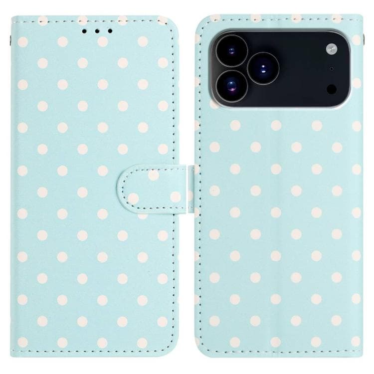 For iPhone 17 Pro Small Dots Pattern Vegan Leather Phone Case(Light Blue) - Immagine 1