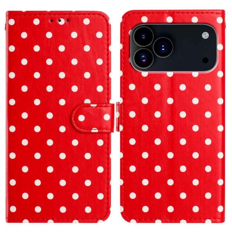 For iPhone 17 Pro Small Dots Pattern Vegan Leather Phone Case(Red) - Immagine 1