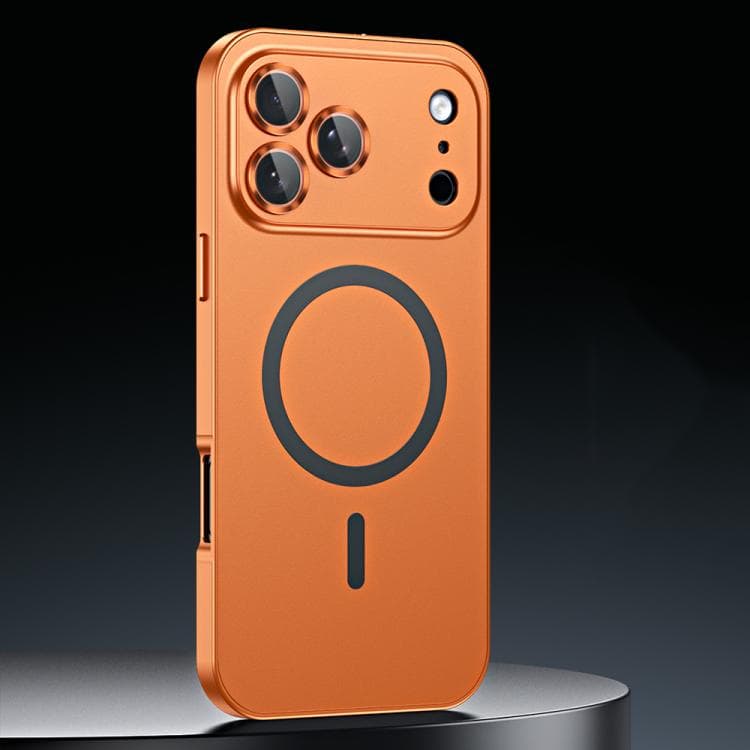 For iPhone 17 Pro Spring Buckle MagSafe Magnetic Metal Phone Case(Orange) - Immagine 1