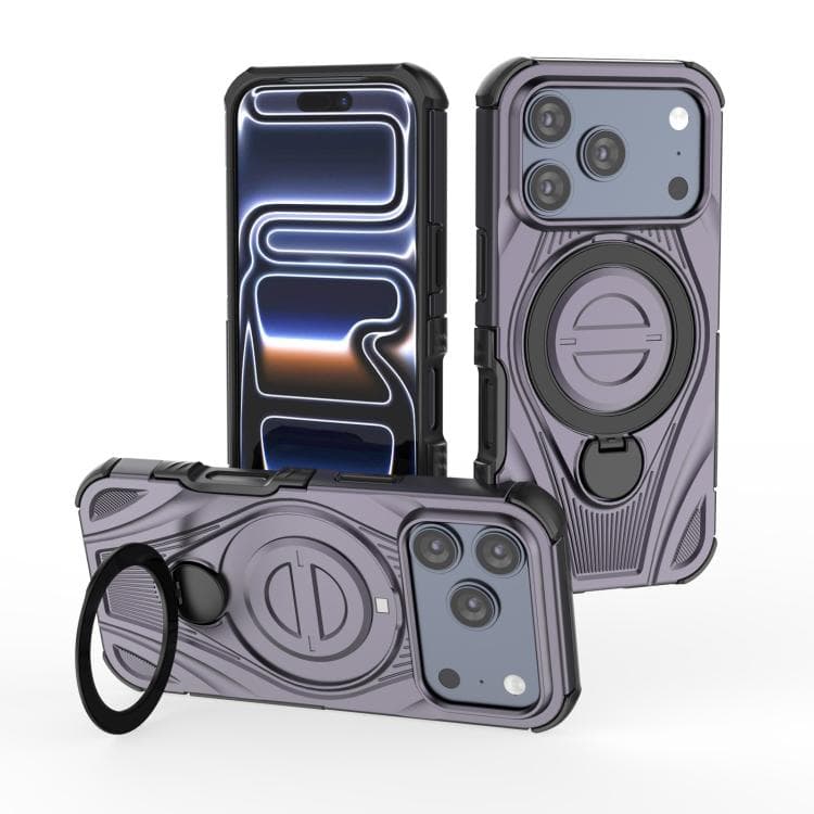 For iPhone 17 Pro Star Ring Metallic Pivot Bracket Magnetic Phone Case(Purple) - Immagine 1
