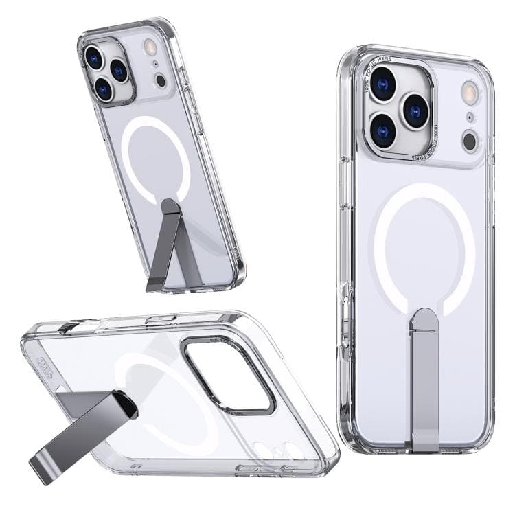 For iPhone 17 Pro Star Shine Series TPU + PC MagSafe Phone Case with Fold Holder(Transparent) - Immagine 1