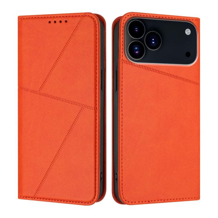 For iPhone 17 Pro Strong Magnetic Frosted Flip Leather Phone Case(Orange) - Immagine 1
