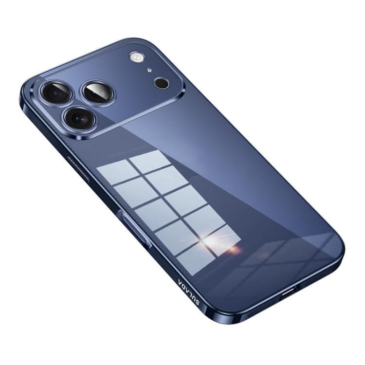 For iPhone 17 Pro SULADA Shine Through Series Plating TPU Transparent Phone Case(Titanium Blue) - Immagine 1