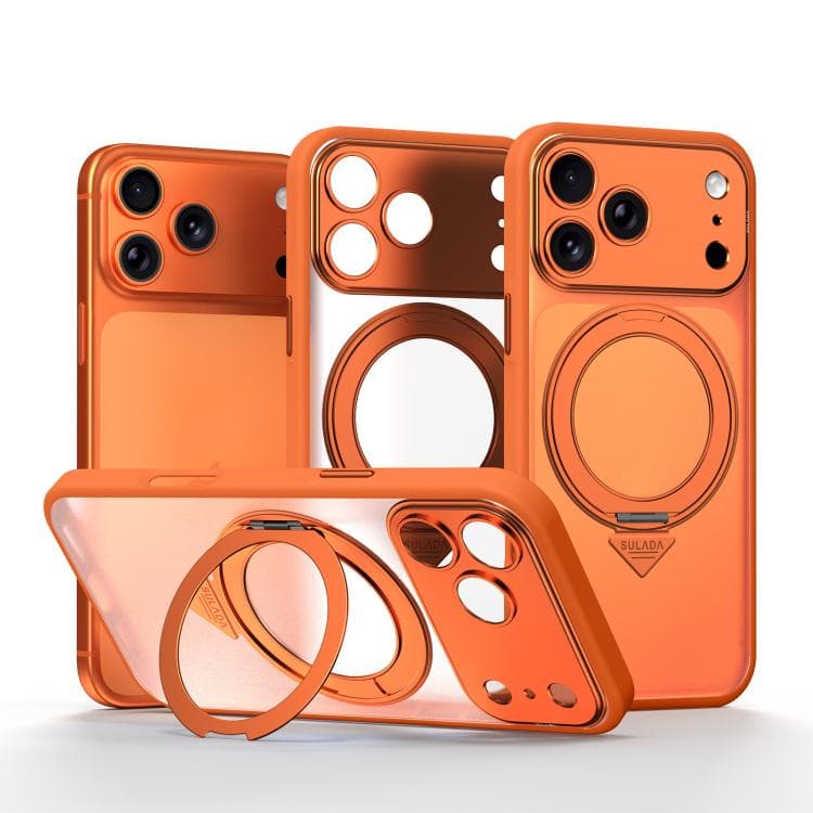Per iPhone 17 Pro SULADA si trasforma in custodia magnetica girevole semi-trasparente opaca per supporto (Arancione) - Immagine 1