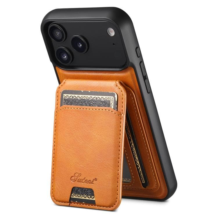 For iPhone 17 Pro Suteni H15 MagSafe Oil Eax Leather Detachable Wallet Back Phone Case(Khaki) - Immagine 1