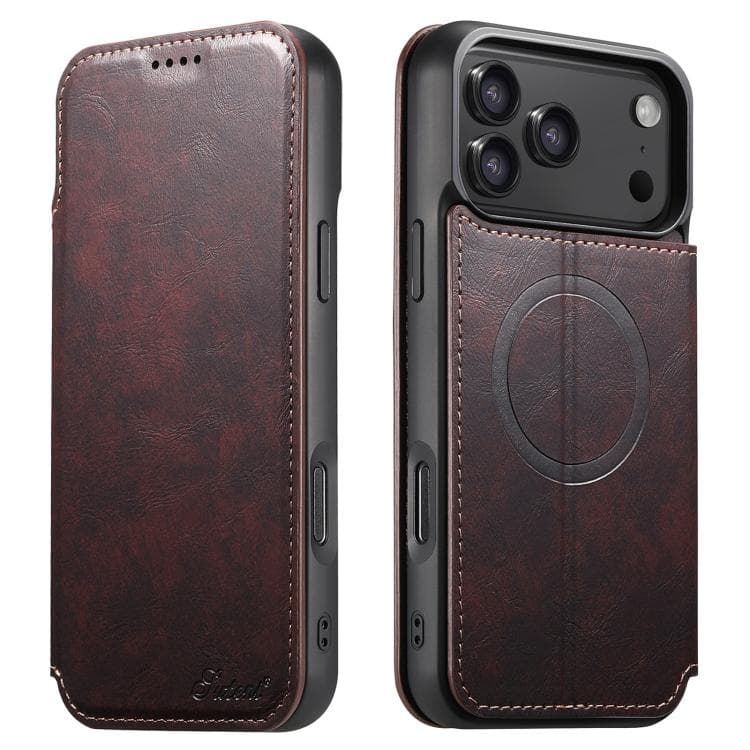 For iPhone 17 Pro Suteni J05 Leather Magnetic MagSafe Phone Case(Brown) - Immagine 1