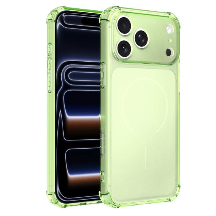 For iPhone 17 Pro Transforms Into 17 Large Window Frosted Airbag Shockproof TPU Phone Case(Green) - Immagine 1