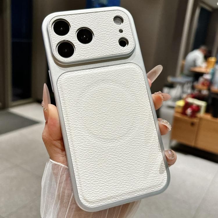 For iPhone 17 Pro Transforms Into 17 Large Window Litchi Texture Magnetic Phone Case(White) - Immagine 1