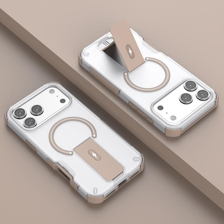 For iPhone 17 Pro Translucent Skin Feel Magnetic Holder Phone Case(Brown) - Immagine 1