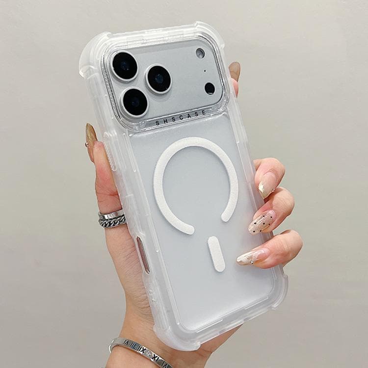 For iPhone 17 Pro Transparent Matte TPU Hybrid PC 3-in-1 MagSafe Phone Case(White) - Immagine 1