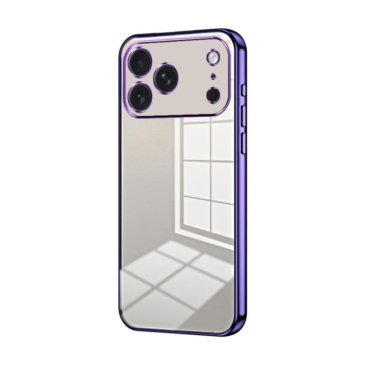 For iPhone 17 Pro Transparent Plating Fine Hole Phone Case(Purple) - Immagine 1