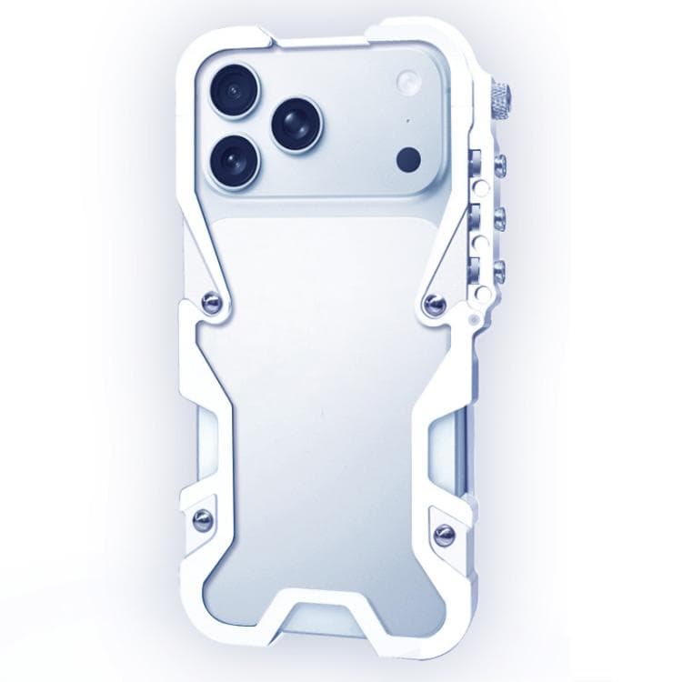 For iPhone 17 Pro Trigger Design Hollow Metal Frame Phone Case with Lanyard(Silver) - Immagine 1