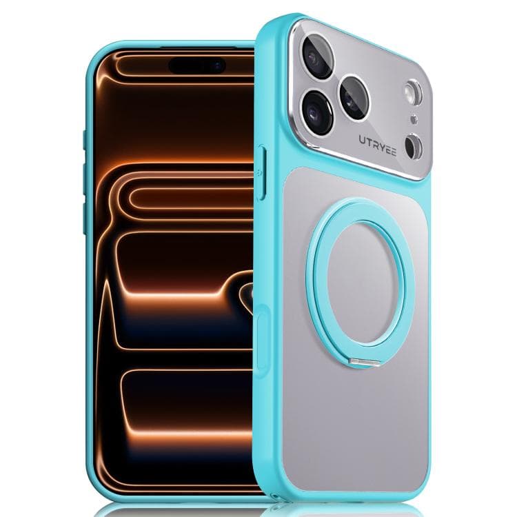 For iPhone 17 Pro UTRYEE Colorful Silver 360 Rotating Holder Phone Case(Light Blue) - Immagine 1