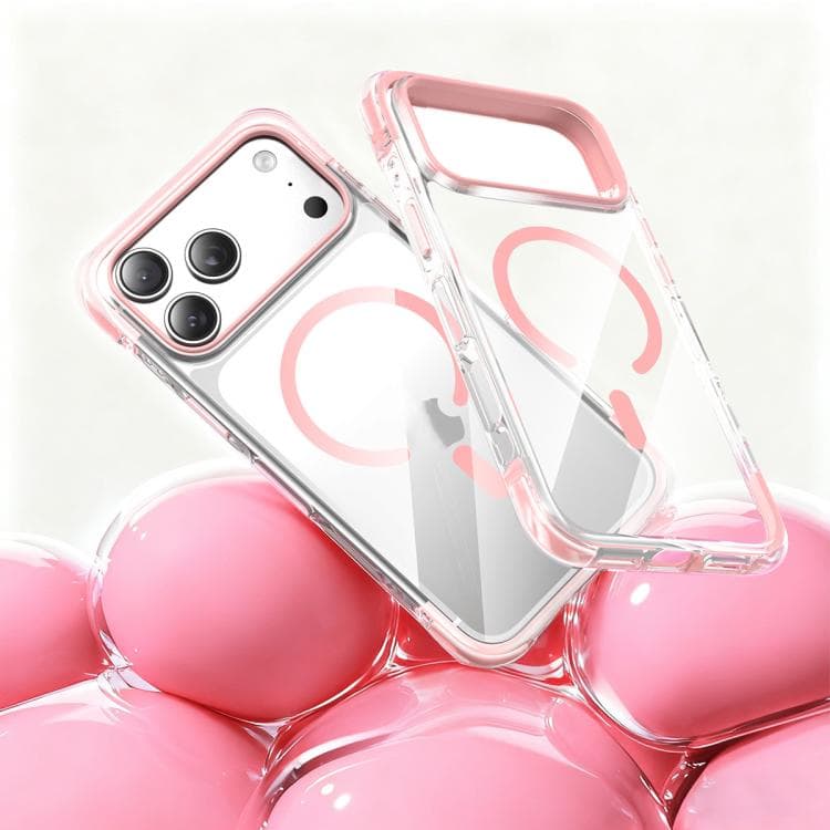 For iPhone 17 Pro Vacuum Airbag TPU + Acrylic Magnetic Shockproof Phone Case(Pink) - Immagine 1