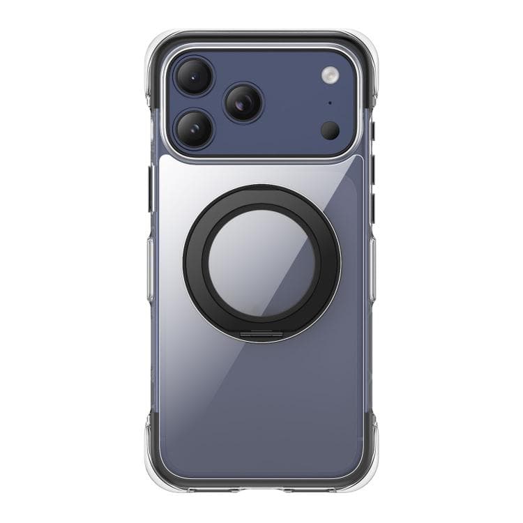 For iPhone 17 Pro Vacuum-Sealed Transparent Airbag Magnetic Rotation Holder Acrylic Phone Case(Black) - Immagine 1