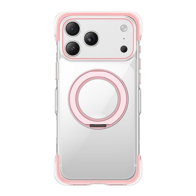 For iPhone 17 Pro Vacuum-Sealed Transparent Airbag Magnetic Rotation Holder Acrylic Phone Case(Pink) - Immagine 1