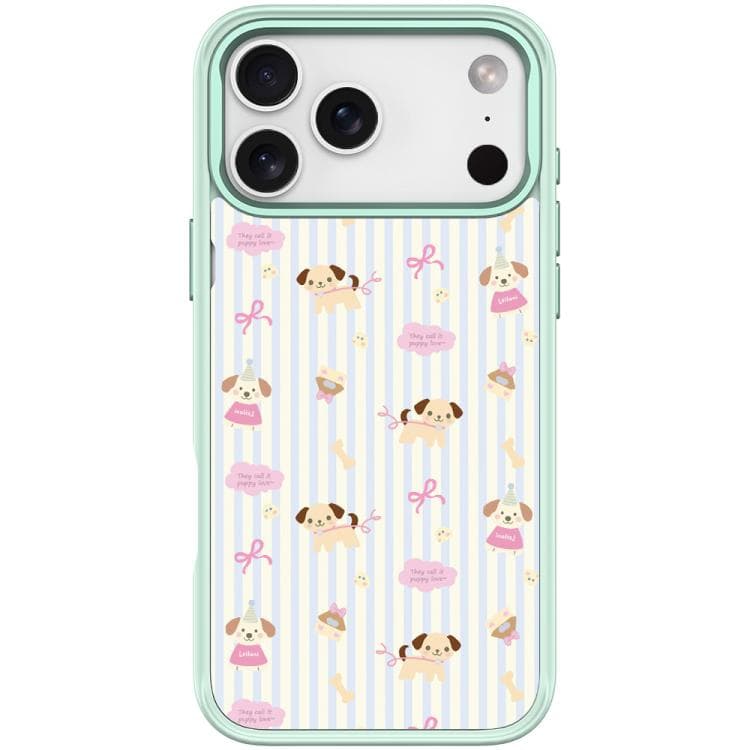 For iPhone 17 Pro Vertical Stripes Dog Pattern Magnetic Phone Case(Light Green) - Immagine 1