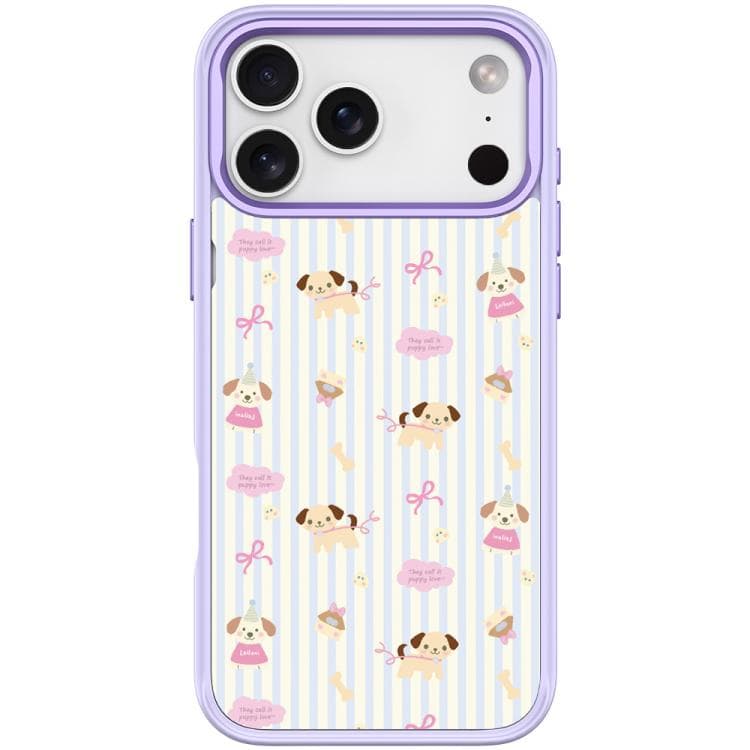 For iPhone 17 Pro Vertical Stripes Dog Pattern Magnetic Phone Case(Light Purple) - Immagine 1