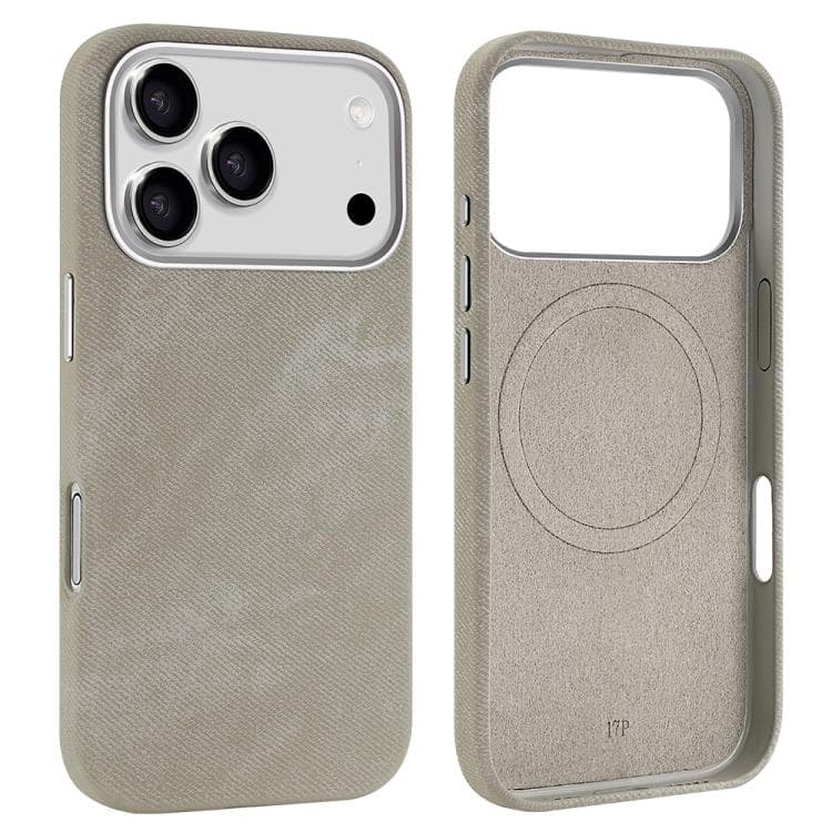 For iPhone 17 Pro VIETAO Retro Denim Texture PU Leather MagSafe Phone Case(Silver Grey) - Immagine 1