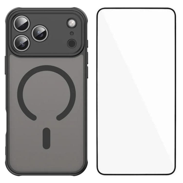 For iPhone 17 Pro WANLONFENG FD Series Skin Touch Magnetic Phone Case with Screen Film(Black) - Immagine 1