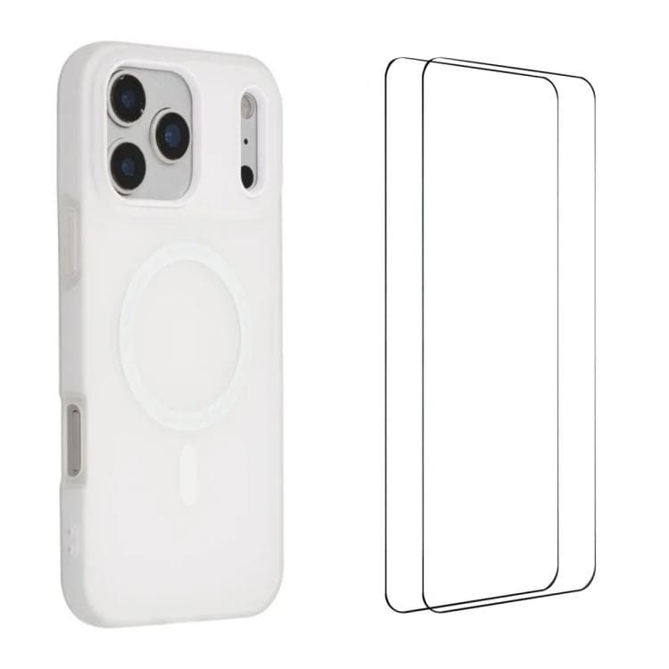 For iPhone 17 Pro WANLONFENG Macarons Matte Magnetic Phone Case with 2pcs Screen Films(White) - Immagine 1