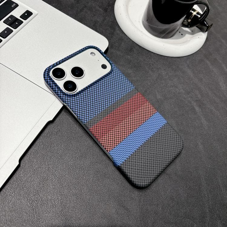 For iPhone 17 Pro Water Transfer Printing Double-sided Skin Feel Striped Magnetic PC Phone Case(Blue) - Immagine 1