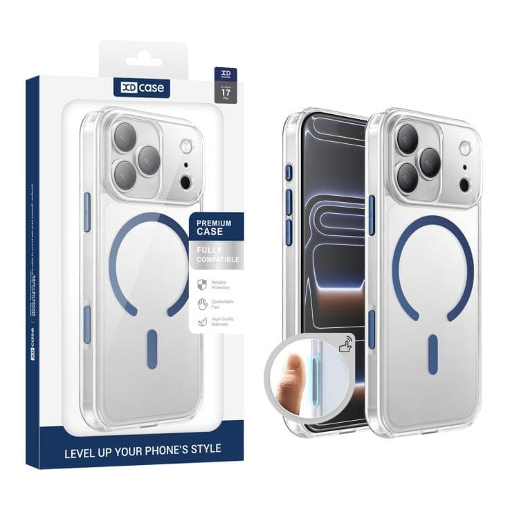 For iPhone 17 Pro XDcase Frosted Transparent Magnetic Shockproof Phone Case(Blue) - Immagine 1