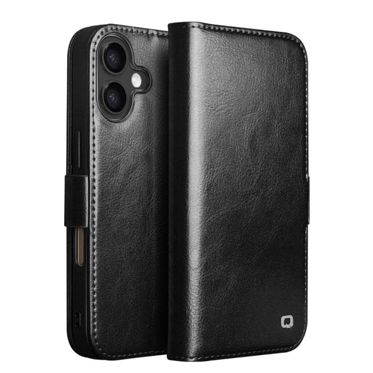 For iPhone 17 QIALINO Classic 103 Buckle Genuine Leather Phone Case(Black) - Immagine 1