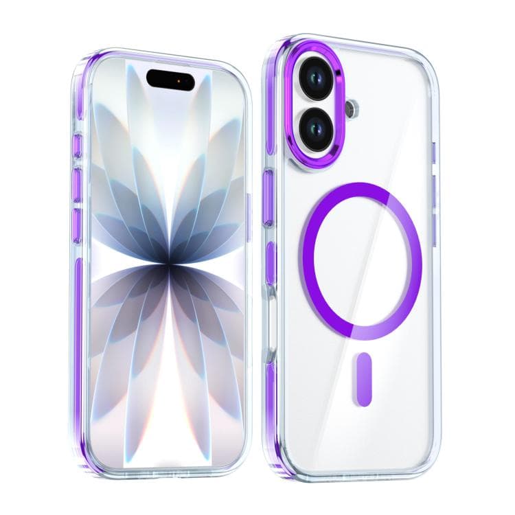 For iPhone 17 Qicai Two-color Transparent Magnetic Phone Case(Purple) - Immagine 1