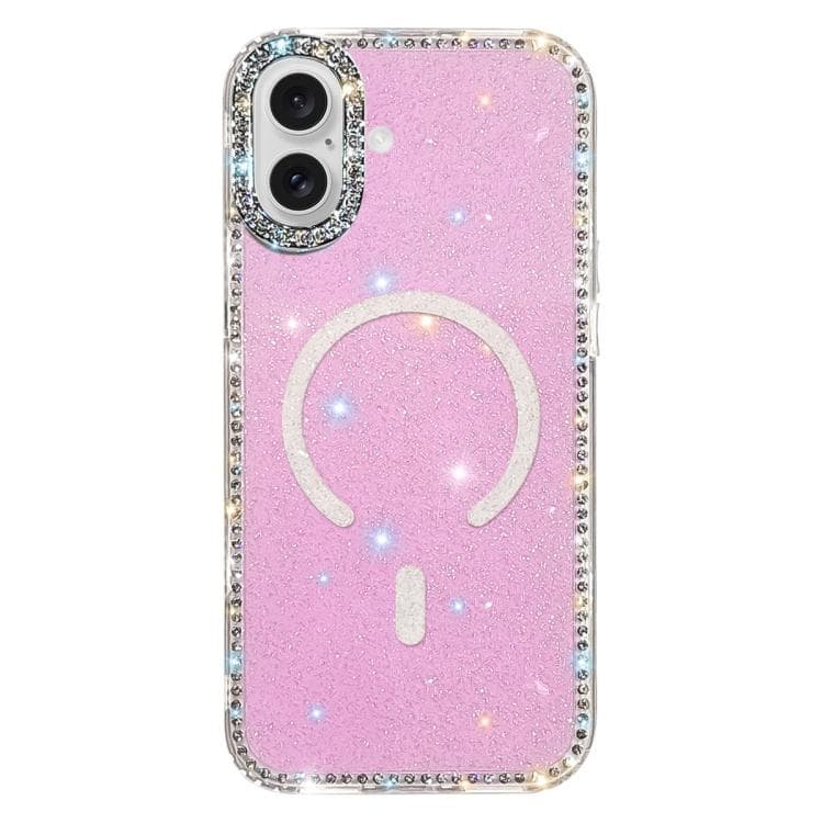For iPhone 17 Rhinestone Dual-side IMD PC Hybrid TPU Magnetic Phone Case(Glitter Light Purple) - Immagine 1