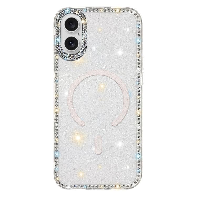 For iPhone 17 Rhinestone Dual-side IMD PC Hybrid TPU Magnetic Phone Case(Glitter Transparent) - Immagine 1