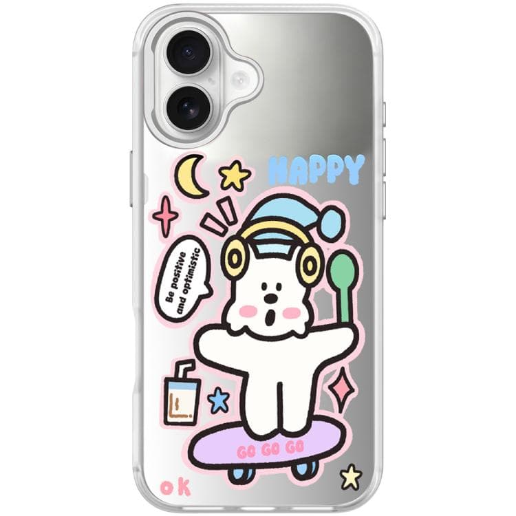 For iPhone 17 Skateboarding Dog Pattern Magnetic Phone Case(Transparent White) - Immagine 1