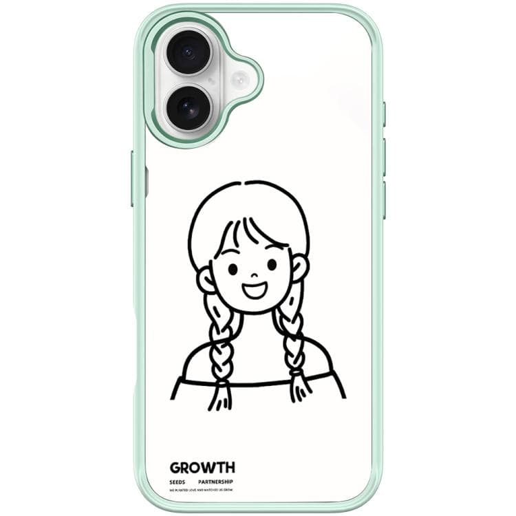 For iPhone 17 Sketch Style Double Braided Hair Girl Pattern Magnetic Phone Case(Light Green) - Immagine 1
