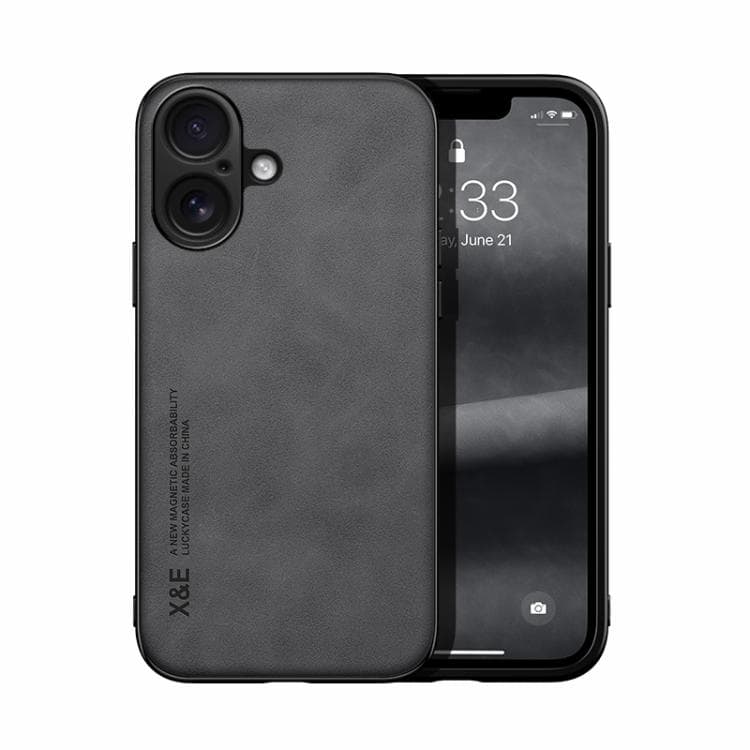For iPhone 17 Skin Feel Magnetic Leather Back Phone Case(Dark Grey) - Immagine 1