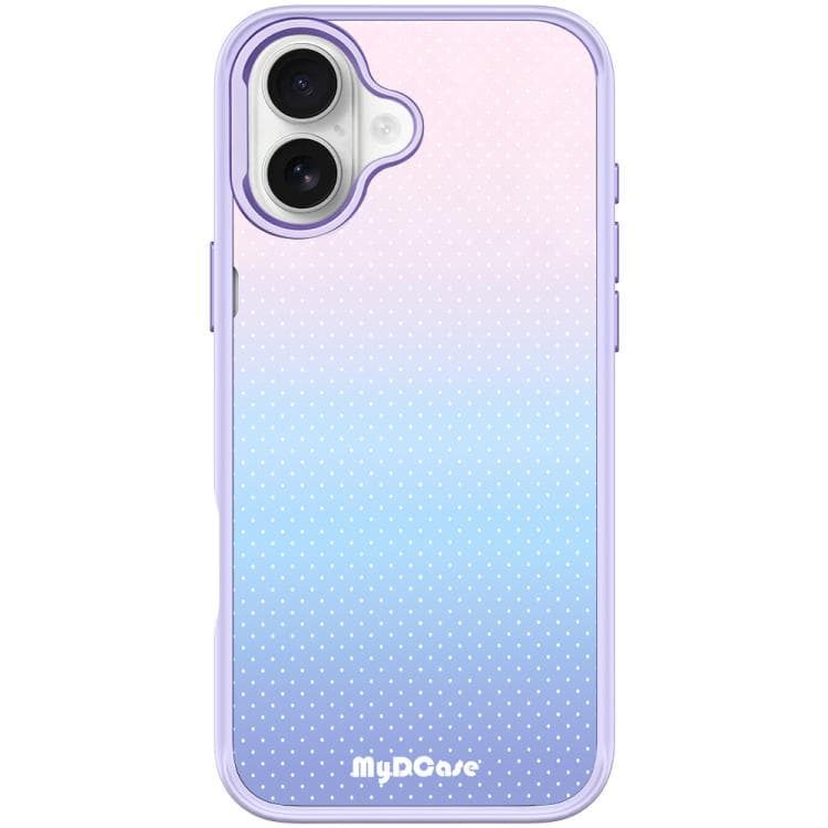 For iPhone 17 Sky Blue Dots Pattern Magnetic Phone Case(Light Purple)