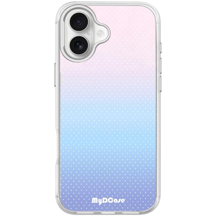 For iPhone 17 Sky Blue Dots Pattern Magnetic Phone Case(Transparent White)